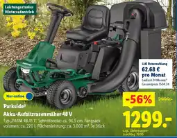 Lidl Parkside Akku-Aufsitzrasenmäher 48 V Angebot