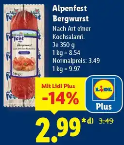 Lidl Alpenfest Bergwurst Angebot