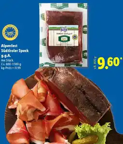 Lidl Alpenfest Südtiroler Speck g.g.A. Angebot