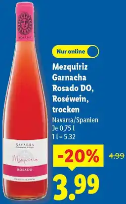 Lidl Mezquiriz Garnacha Rosado DO, Roséwein, trocken Angebot