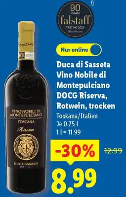 Lidl Duca di Sasseta Vino Nobile di Montepulciano DOCG Riserva, Rotwein, trocken Angebot