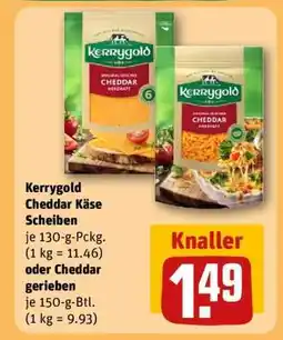 REWE Kerrygold Cheddar Käse Scheiben oder Cheddar gerieben Angebot