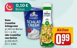 REWE Rama Cremefine Schlagcreme oder Cremefine zum Kochen Angebot