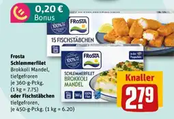REWE Frosta Schlemmerfilet Brokkoli Mandel, tiefgefroren oder Fischstäbchen tiefgefroren Angebot