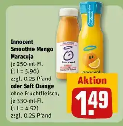 REWE Innocent Smoothie Mango Maracuja oder Saft Orange Angebot