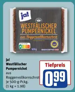 REWE ja! Westfälischer Pumpernickel Angebot