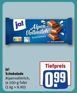 REWE ja! Schokolade Angebot