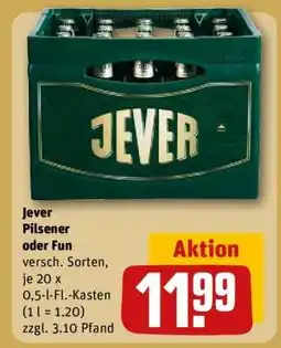 REWE JEVER Pilsener oder Fun Angebot