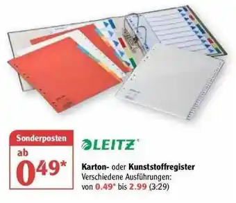 Globus Leitz Karton- Oder Kunststoffregister Angebot