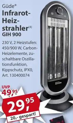 Sonderpreis Baumarkt Güde Infrarot Heizstrahler GIH 900 Angebot