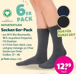 Biomarkt NATURTEXTILIEN Socken 6er-Pack Angebot