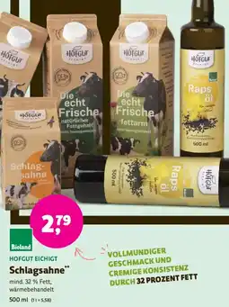 Biomarkt HOFGUT EICHIGT Schlagsahne Angebot
