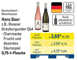 METRO Hans Baer Z.B.: Rivaner Grauburgunder QbA Angebot