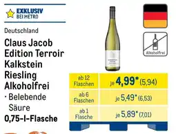 METRO Claus Jacob Edition Terroir Kalkstein Riesling Alkoholfrei Angebot