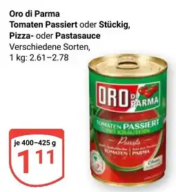 Globus Oro di Parma Tomaten Passiert oder Stückig, Pizza- oder Pastasauce Angebot