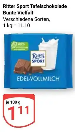Globus Ritter Sport Tafelschokolade Bunte Vielfalt Angebot