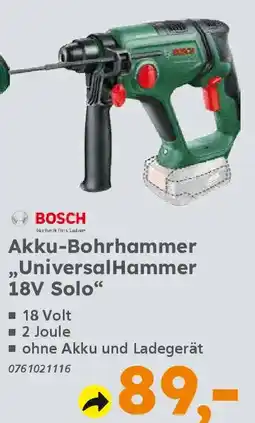 Globus Baumarkt BOSCH Akku-Bohrhammer "UniversalHammer 18V Solo" Angebot