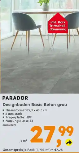 Globus Baumarkt PARADOR Designboden Basic Beton grau Angebot