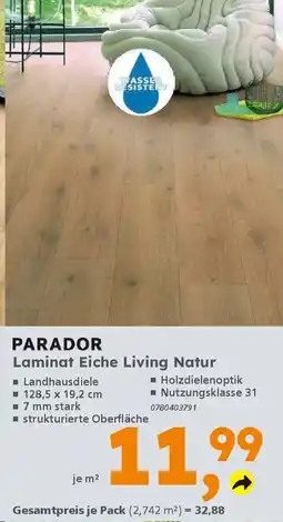 Globus Baumarkt PARADOR Laminat Eiche Living Natur Angebot