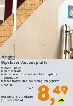 Globus Baumarkt rigips Gipsfaser-Ausbauplatte Angebot