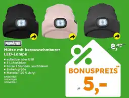 Globus Baumarkt PRIMASTER Mütze mit herausnehmbarer LED-Lampe Angebot