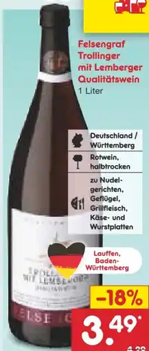Netto Marken-Discount Weingilde Besigheim Ingersheimer Schalkstein Felsengraf Lemberger mit Trollinger Angebot