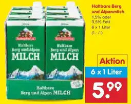 Netto Marken-Discount Berchtesgadener Land Haltbare Berg und Alpen-Milch Angebot