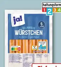 REWE ja! 6 zarte Delikatess Würstchen Angebot