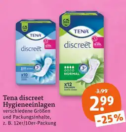 tegut Tena discreet hygieneeinlagen Angebot