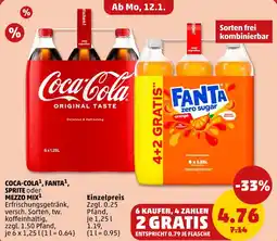 PENNY Coca-cola, fanta, sprite oder mezzo mix erfrischungsgetränk Angebot