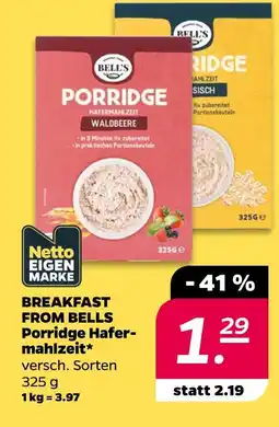 NETTO Bell's porridge hafermahlzeit Angebot