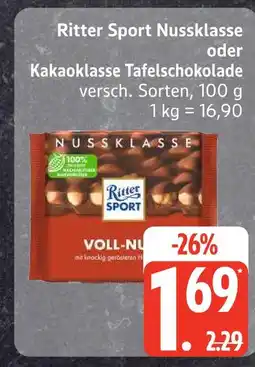 Edeka Ritter sport nussklasse oder kakaoklasse tafelschokolade Angebot
