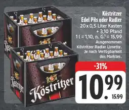 E-Center Köstritzer edel pils oder radler Angebot