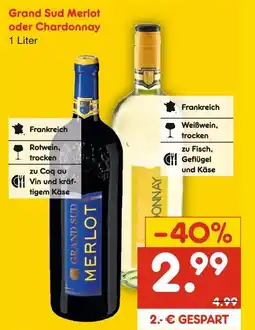 Netto Marken-Discount Grand sud merlot oder chardonnay Angebot