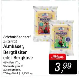KONSUM ErlebnisSennerei Zillertal Almkäser, Bergtilsiter oder Bergkäse Angebot