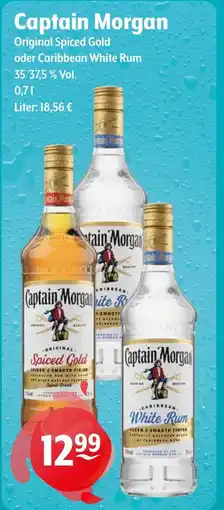 Getränke Hoffmann Captain Morgan Original Spiced Gold oder Caribbean White Rum Angebot