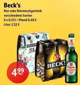 Getränke Hoffmann Beck's Bier oder Biermischgetränk Angebot