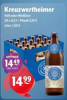 Getränke Hoffmann Kreuzwertheimer Hell oder Weißbier Angebot