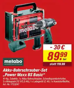 toom Baumarkt metabo Akku-Bohrschrauber-Set ..Power Maxx BS Basic" Angebot
