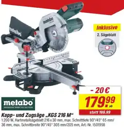 toom Baumarkt melabo Kapp- und Zugsäge „KGS 216 M" Angebot