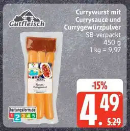 Edeka Currywurst mit Currysauce und Currygewürzpulver Angebot