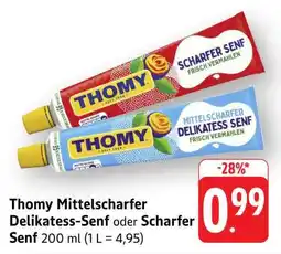 Edeka Thomy Mittelscharfer Delikatess-Senf oder Scharfer Senf Angebot