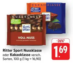 Edeka Ritter Sport Nussklasse oder Kakaoklasse Angebot
