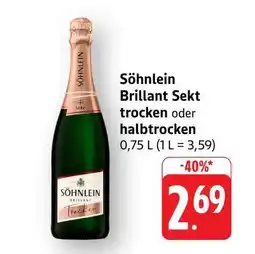Edeka Söhnlein Brillant Sekt trocken oder halbtrocken Angebot