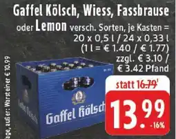 Edeka Gaffel Kölsch, Wiess, Fassbrause oder Lemon Angebot