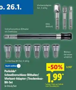 Lidl Parkside Schnellverschluss-Bithalter/Vierkant-Adapter-/Trockenbau-Bit-Set Angebot