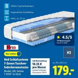 Lidl Hn8 Schlafsysteme 7-Zonen-Taschenfederkernmatratze Angebot