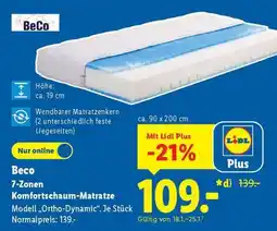 Lidl BeCo 7-Zonen-Komfortschaum-Matratze Angebot