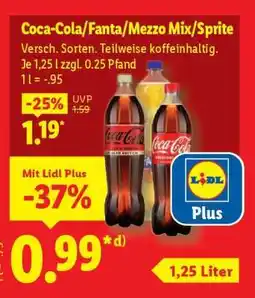 Lidl Coca-Cola, Fanta, Mezzo Mix, Sprite Angebot