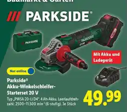 Lidl PARKSIDE Akku-Winkelschleifer Starterset 20 V Angebot